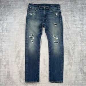 Levis Jeans Mens 30x30 Blue 510 Skinny Distressed Ripped White Oak Cone Denim